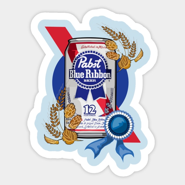 Pabst Blue Ribbon Beer Sticker by tharrisunCreative